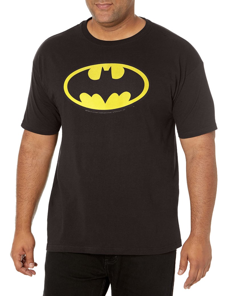 DC Comics Men's Batman Basic Logo T-Shirt, Black, Large - Image 1